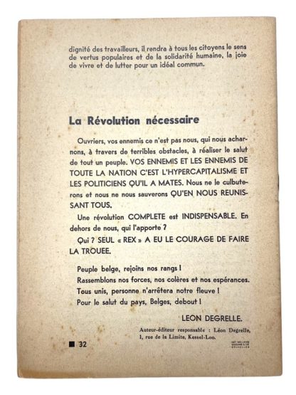 Walloon - Léon Degrelle - Collaboration - Brochure - REX - collaboratie - Wallonie - Militaria