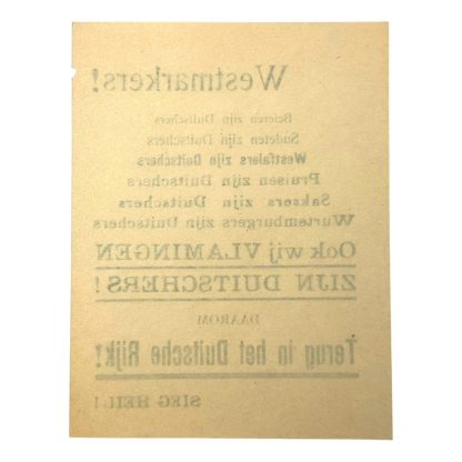Original WWII Flemish 'Westmark' collaboration flyer