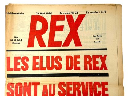 Original WWII Walloon REX collaboration newspaper