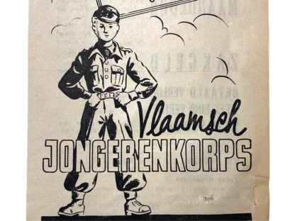 WWII Flemish collaboration flyer 'Vlaamsch Jongerenkorps' - Vlaamse Wachtbrigade jeugdbeweging - Collaboratie in België tijdens de Tweede Wereldoorlog - Volk en Staat in Antwerpen