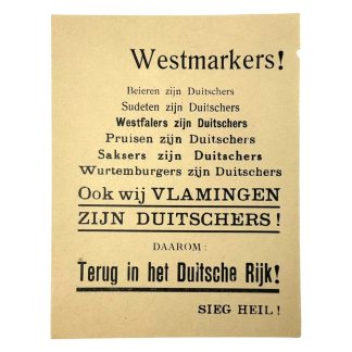 Original WWII Flemish 'Westmark' collaboration flyer