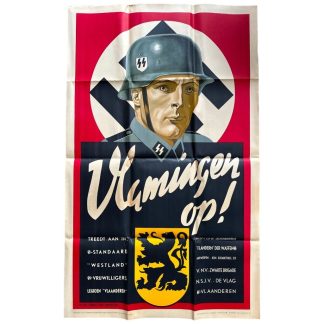 Original WWII Flemish Waffen-SS poster 'Vlamingen op!'