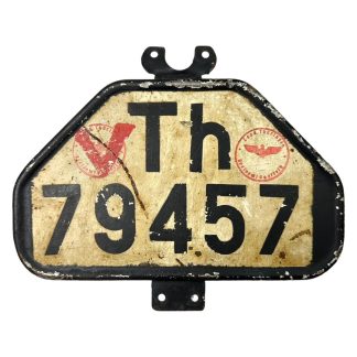 Original WWII German WH motorcycle license plate militaria webshop collectibles