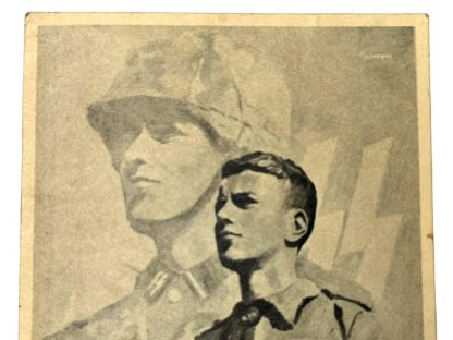 Original WWII German Waffen-SS postcard 'Glück Dü'