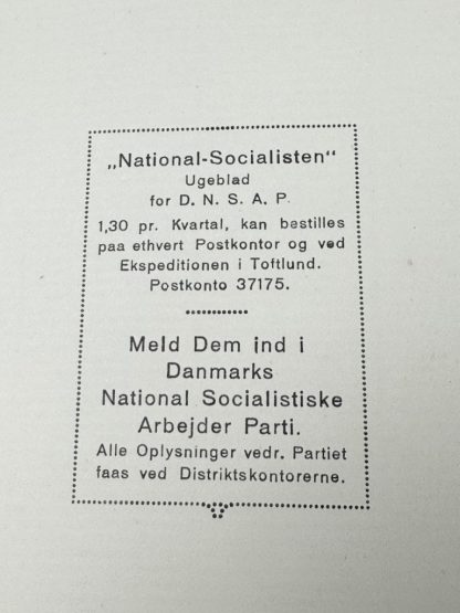 Original Early 1933 DNSAP brochure 'Slesvigske spørgsmål'