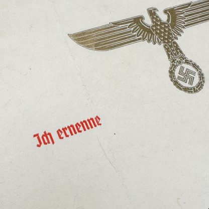 Original WWII German/Dutch Reichskommissariat citation in folder