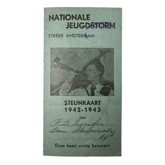 Original WWII Dutch Nationale Jeugdstorm support card Amsterdam