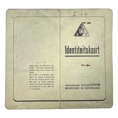 Original WWII Dutch NSB identity card of a NSB mayor
