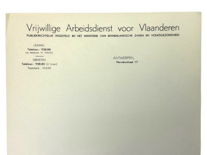 Original WWII Flemish V.V.A.V. collaboration stationary and sports certificate