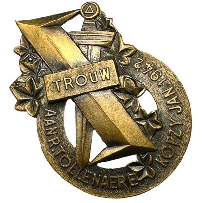 Original WWII Flemish Waffen-SS Tollenaere badge in bronze kenteken medaille VNV Reimond Tollenaere