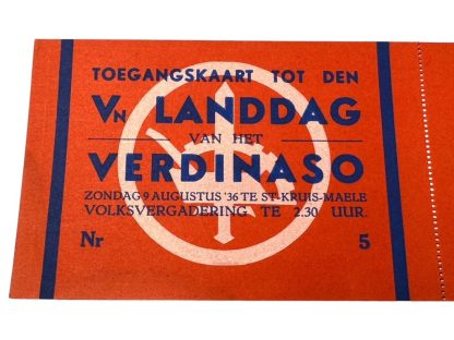 Original WWII Flemish collaboration Verdinaso entrance card
