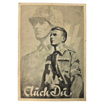 Original WWII German Waffen-SS postcard 'Glück Dü' Postkarte Hitlerjugend