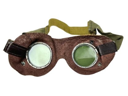 Original WWII German WH sun protective glasses in leather pouch Militaria webshop