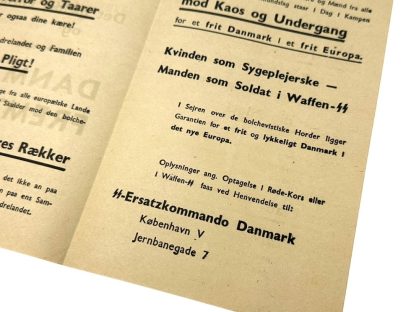 Dansk Waffen-SS flyveblad - Danmark - Militaria - Collaboration - WWII - Andenverdenskrig