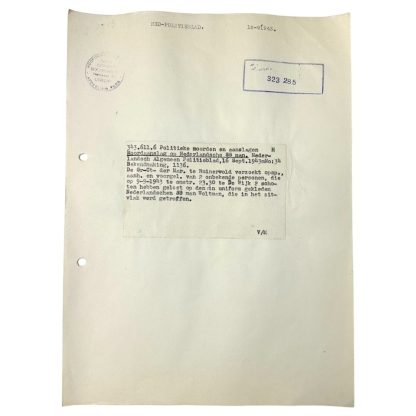 Original WWII Dutch NSB document regarding a resistance action in De Wijk (Drenthe) verzet Tweede Wereldoorlog oorlogsspullen