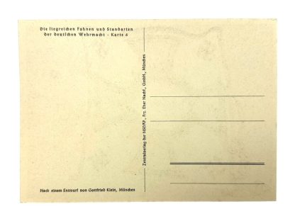 Original WWII German Infanterie standard with flag postcard
