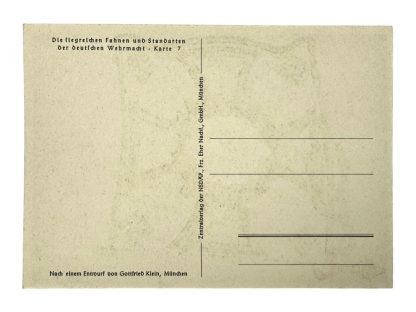 Original WWII German Gebirgsjäger standard with flag postcard