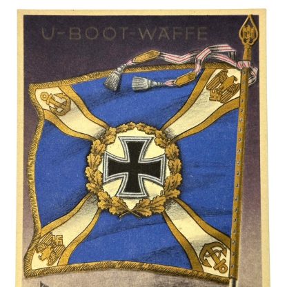 Original WWII German Kriegsmarine standard with flag postcard