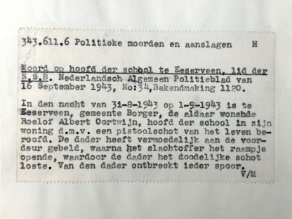 Original WWII Dutch NSB document regarding a resistance action in Eeserveen (Drenthe) Tweede Wereldoorlog verzet