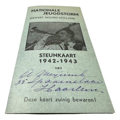 Original WWII Dutch Nationale Jeugdstorm support card Haarlem