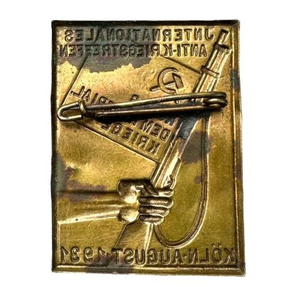 Original 1930s Communist anti-war pin for event in Köln in 1931