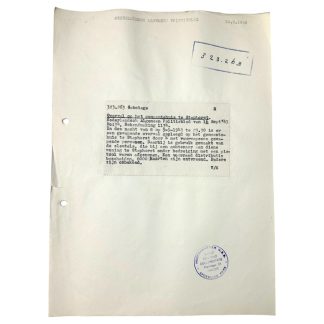 Original WWII Dutch NSB document regarding a resistance action in Staphorst (Overijssel)