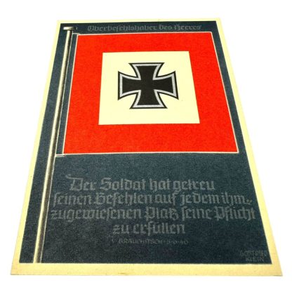 Original WWII German Heeres standard with flag postcard