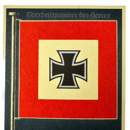 Original WWII German Heeres standard with flag postcard