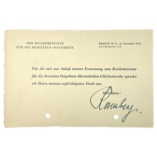 Original WWII German Alfred Rosenberg card with autograph