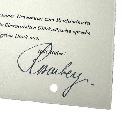 Original WWII German Alfred Rosenberg card with autograph