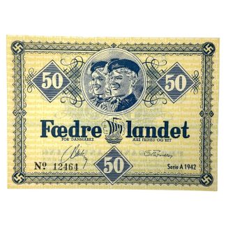 Original WWII Danish DNSAP propaganda note of 50 Kroners