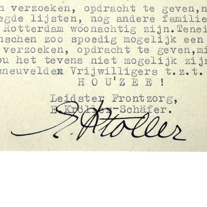 Original WWII Dutch Frontzorg document E.Kröller-Schäfer