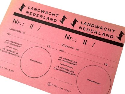 Original WWII Dutch 'Landwacht Nederland' ID cards