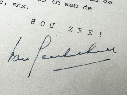 Original WWII Dutch NSB hand signed letter from Cornelis van Geelkerken to C.J. Huygen