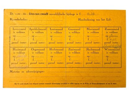 Original WWII Dutch NSVO membership card of a woman from Amsterdam