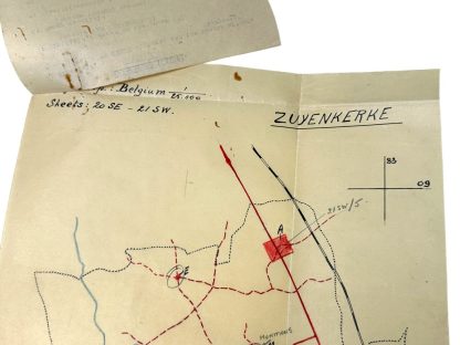 Original WWII US army minefield map of Zuienkerke in Belgium