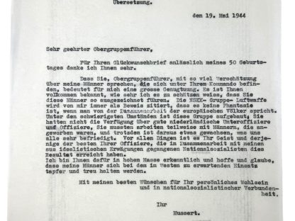 Original WWII Dutch NSB letters from Anton Mussert to SS-Obergruppenführer Von Bayer-Ehrenberg