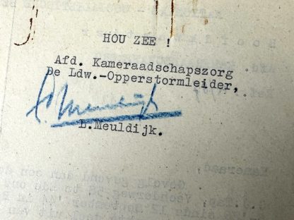 Original WWII Dutch NSB document regarding missing SS man from the Jeugdstorm Compagnie of Landstorm Nederland near Hasselt