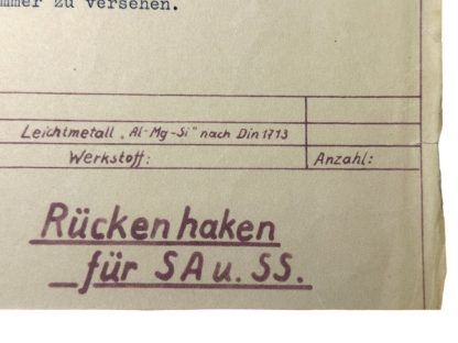 Original WWII German SS/SA rucksack hooks design document
