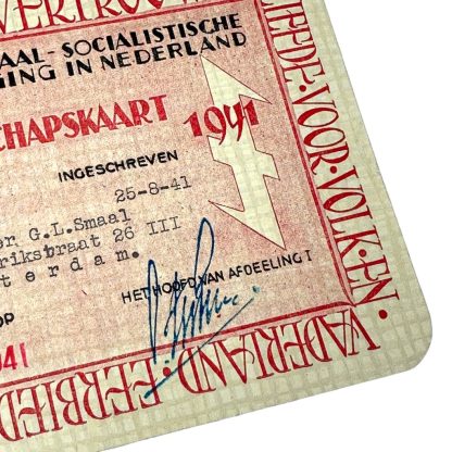 Original WWII Dutch NSB membership card - Amsterdam