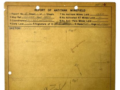 Original WWII US antitank minefield sketch/map of the town of Hepscheid