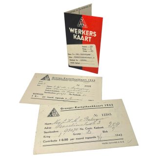 Original WWII Dutch NSB workers card and administrative cards