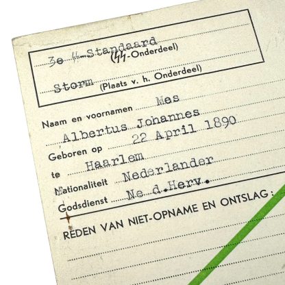 Original WWII Nederlandsche SS member administration card Haarlem