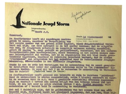 Original WWII Dutch Nationale Jeugdstorm document from Propaganda leader Ernst Voorhoeve