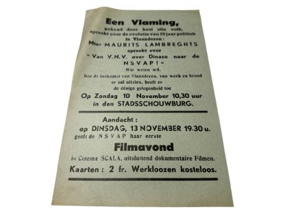 Original WWII Flemish NSVAP flyer