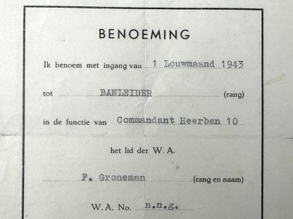 Original WWII Dutch NSB W.A. promotion document with Zondervan autograph
