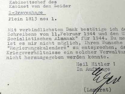 Original WWII Dutch NSB almanak with letter from the Reichskommissar für das Ostland