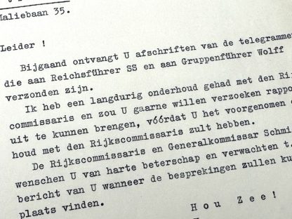 Original WWII Dutch NSB signed letter from Müller-Lehning to Anton Mussert