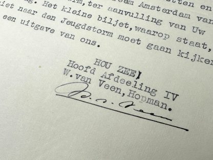 Original WWII Dutch Nationale Jeugdstorm document from Schuilenburg regarding flyers and leaflets