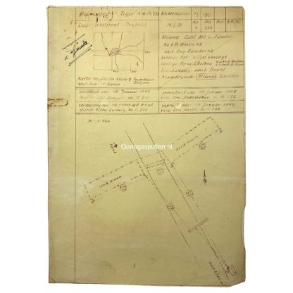 Original WWII German 'Battle of the Bulge' minefield map of the area of Houffalize & Deiffelt